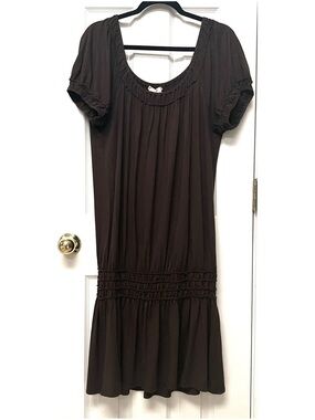 Sophie Max Brown Short-Sleeve Scoop Neck Tunic Top